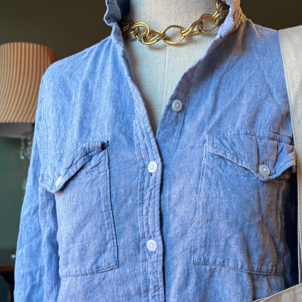 BeachLunchLounge blue button down - image 2